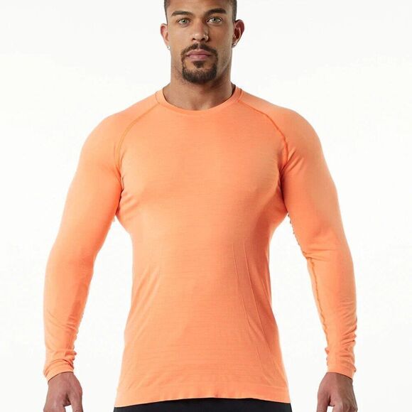Alphalete Hero Tee Log Sleeve Faded Day Tripper Men NWOT M Orange Vented Shirt - Picture 1 of 8